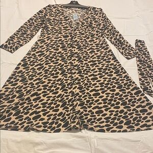 Ann Taylor Loft Leopard Print Maxi Dress with Belt